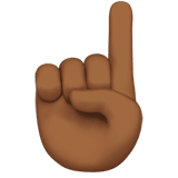 Apple design of the index pointing up: medium-dark skin tone emoji verson:ios 16.4