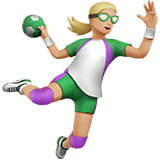 Apple design of the woman playing handball: medium-light skin tone emoji verson:ios 16.4