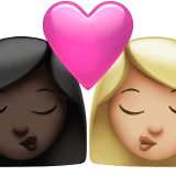 Apple design of the kiss: woman woman dark skin tone medium-light skin tone emoji verson:ios 16.4
