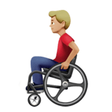 Apple design of the man in manual wheelchair: medium-light skin tone emoji verson:ios 16.4