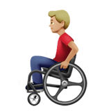 Apple design of the man in manual wheelchair: medium-light skin tone emoji verson:ios 16.4