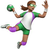 Apple design of the woman playing handball: medium skin tone emoji verson:ios 16.4