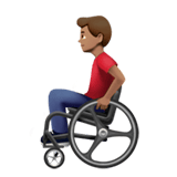 Apple design of the man in manual wheelchair: medium skin tone emoji verson:ios 16.4