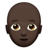 Apple design of the person: dark skin tone bald emoji verson:ios 16.4