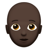 Apple design of the person: dark skin tone bald emoji verson:ios 16.4