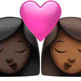 Apple design of the kiss: woman woman dark skin tone medium-dark skin tone emoji verson:ios 16.4