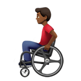 Apple design of the man in manual wheelchair: medium-dark skin tone emoji verson:ios 16.4