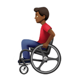 Apple design of the man in manual wheelchair: medium-dark skin tone emoji verson:ios 16.4