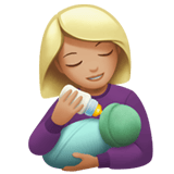Apple design of the woman feeding baby: medium-light skin tone emoji verson:ios 16.4