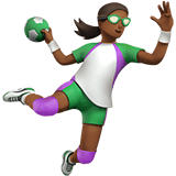 Apple design of the woman playing handball: medium-dark skin tone emoji verson:ios 16.4