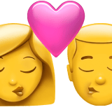 Apple design of the kiss: woman man emoji verson:ios 16.4