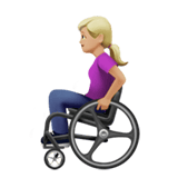 Apple design of the woman in manual wheelchair: medium-light skin tone emoji verson:ios 16.4