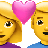 Apple design of the couple with heart: woman man emoji verson:ios 16.4