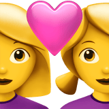 Apple design of the couple with heart: woman woman emoji verson:ios 16.4