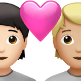 Apple design of the couple with heart: person person light skin tone medium-light skin tone emoji verson:ios 16.4