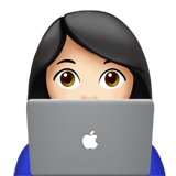 Apple design of the woman technologist: light skin tone emoji verson:ios 16.4