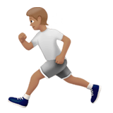 Apple design of the person running: medium skin tone emoji verson:ios 16.4