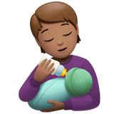 Apple design of the person feeding baby: medium skin tone emoji verson:ios 16.4