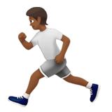 Apple design of the person running: medium-dark skin tone emoji verson:ios 16.4