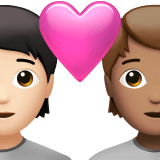 Apple design of the couple with heart: person person light skin tone medium skin tone emoji verson:ios 16.4