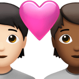 Apple design of the couple with heart: person person light skin tone medium-dark skin tone emoji verson:ios 16.4