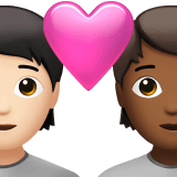Apple design of the couple with heart: person person light skin tone medium-dark skin tone emoji verson:ios 16.4