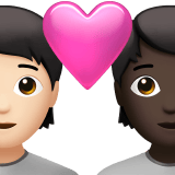 Apple design of the couple with heart: person person light skin tone dark skin tone emoji verson:ios 16.4