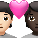Apple design of the couple with heart: person person light skin tone dark skin tone emoji verson:ios 16.4