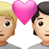 Apple design of the couple with heart: person person medium-light skin tone light skin tone emoji verson:ios 16.4