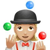 Apple design of the woman juggling: medium-light skin tone emoji verson:ios 16.4