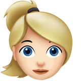 Apple design of the woman: light skin tone blond hair emoji verson:ios 16.4