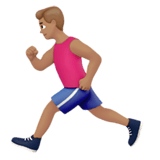 Apple design of the man running: medium skin tone emoji verson:ios 16.4