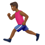 Apple design of the man running: medium-dark skin tone emoji verson:ios 16.4