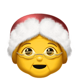 Apple design of the Mrs. Claus emoji verson:ios 16.4