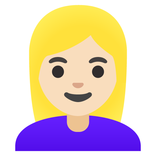 Google design of the woman: light skin tone blond hair emoji verson:Noto Color Emoji 15.0