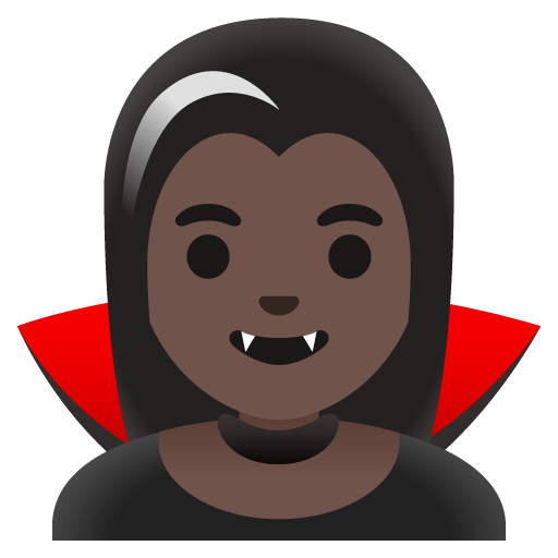 Google design of the woman vampire: dark skin tone emoji verson:Noto Color Emoji 15.0