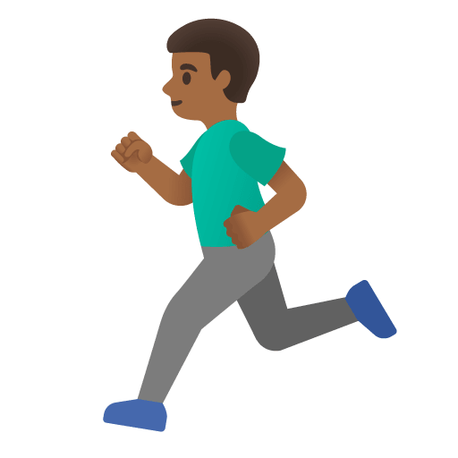 Google design of the man running: medium-dark skin tone emoji verson:Noto Color Emoji 15.0