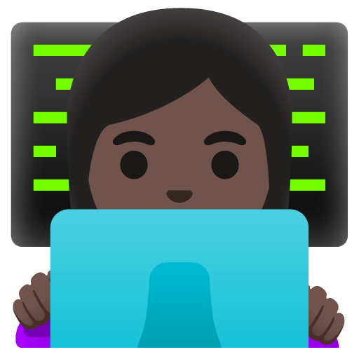 Google design of the woman technologist: dark skin tone emoji verson:Noto Color Emoji 15.0