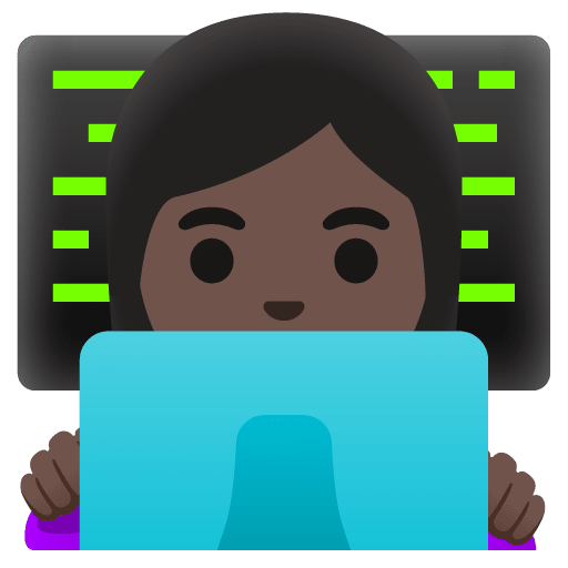 Google design of the woman technologist: dark skin tone emoji verson:Noto Color Emoji 15.0