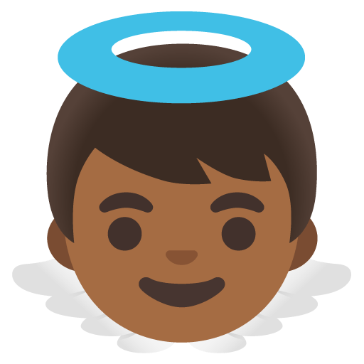 Google design of the baby angel: medium-dark skin tone emoji verson:Noto Color Emoji 15.0