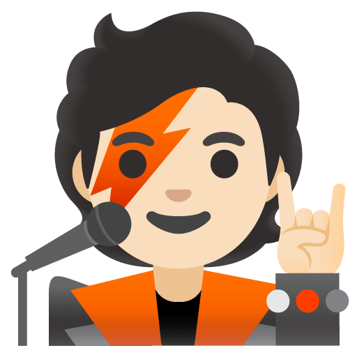 Google design of the singer: light skin tone emoji verson:Noto Color Emoji 15.0