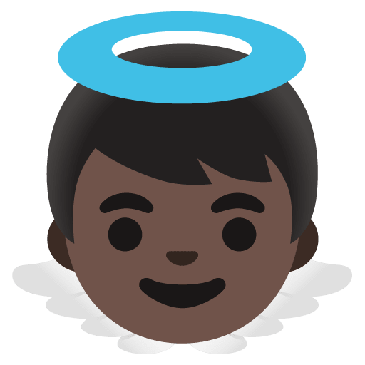 Google design of the baby angel: dark skin tone emoji verson:Noto Color Emoji 15.0