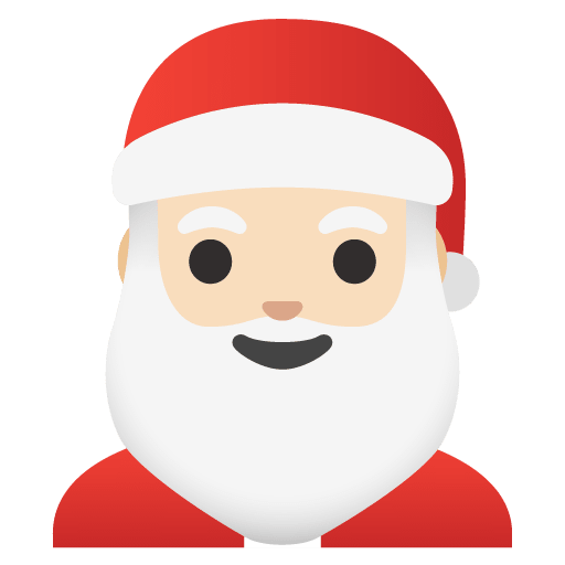Google design of the Santa Claus: light skin tone emoji verson:Noto Color Emoji 15.0