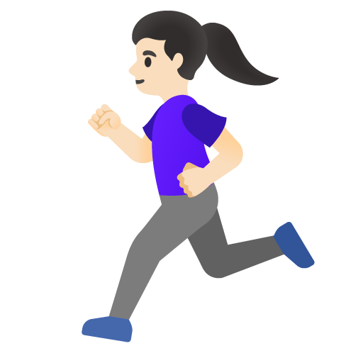 Google design of the woman running: light skin tone emoji verson:Noto Color Emoji 15.0