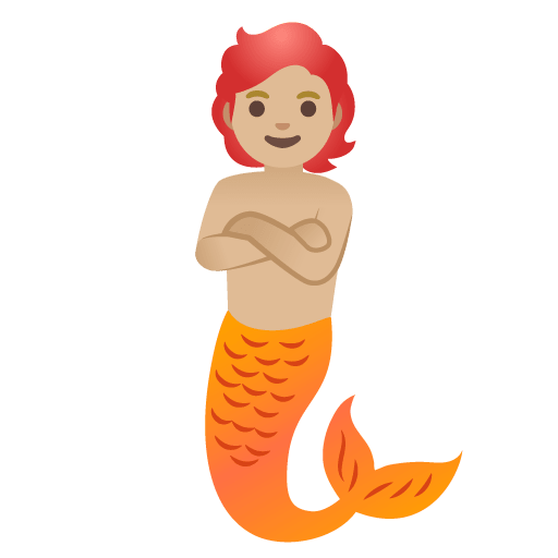 Google design of the merperson: medium-light skin tone emoji verson:Noto Color Emoji 15.0