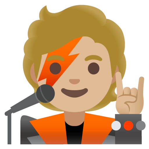 Google design of the singer: medium-light skin tone emoji verson:Noto Color Emoji 15.0