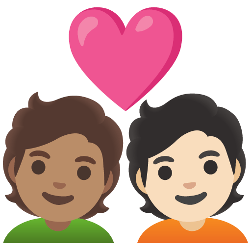 Google design of the couple with heart: person person medium skin tone light skin tone emoji verson:Noto Color Emoji 15.0