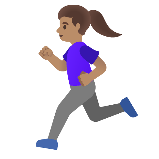 Google design of the woman running: medium skin tone emoji verson:Noto Color Emoji 15.0