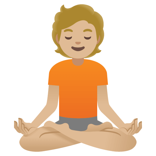 Google design of the person in lotus position: medium-light skin tone emoji verson:Noto Color Emoji 15.0
