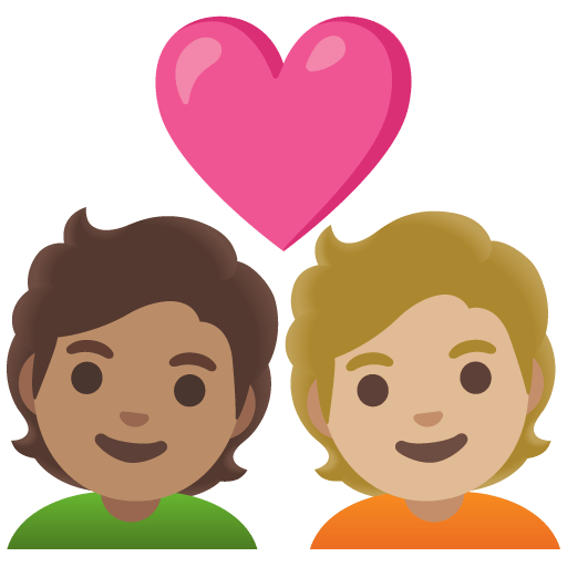 Google design of the couple with heart: person person medium skin tone medium-light skin tone emoji verson:Noto Color Emoji 15.0